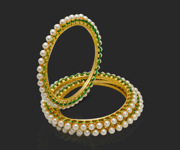 Golden Gleam Pearl Bangles